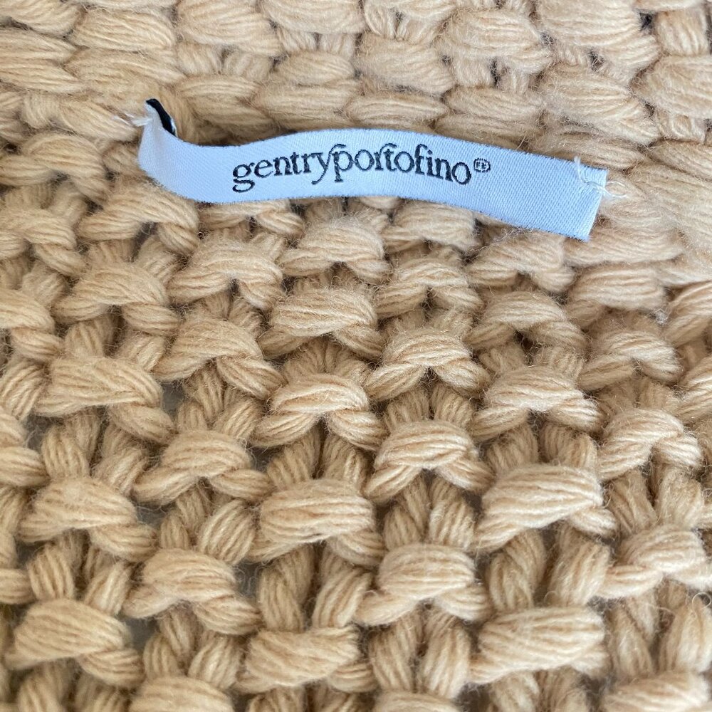 Genrty Portofino Extra Fine Wool Oversized Cable Knit Long Cardigan 4/6 Camel - Picture 8 of 16